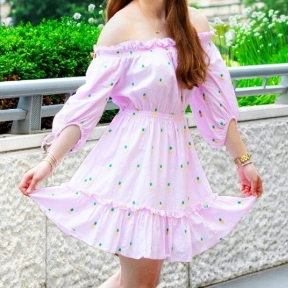 Kate Spade NWT Pineapple off shoulder dress